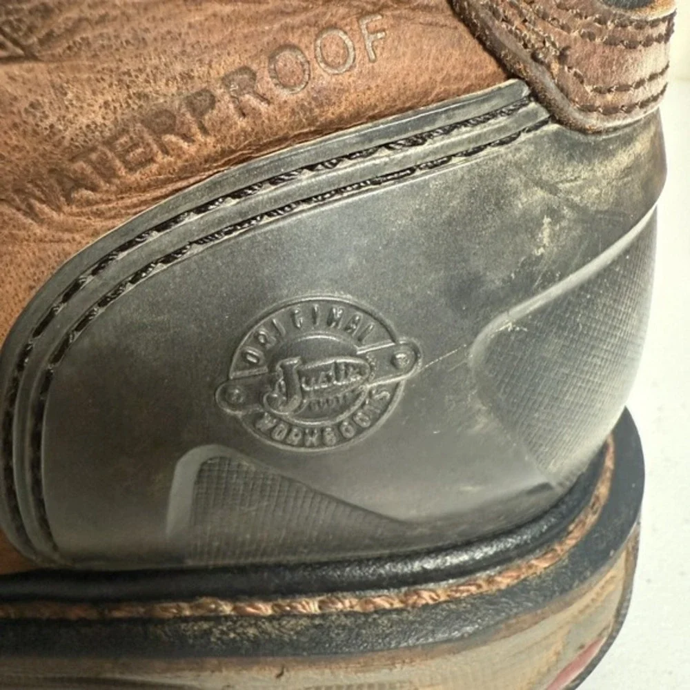 Justin Original Workboots Mens Brown Leather Composite Toe Waterproof Work Boots